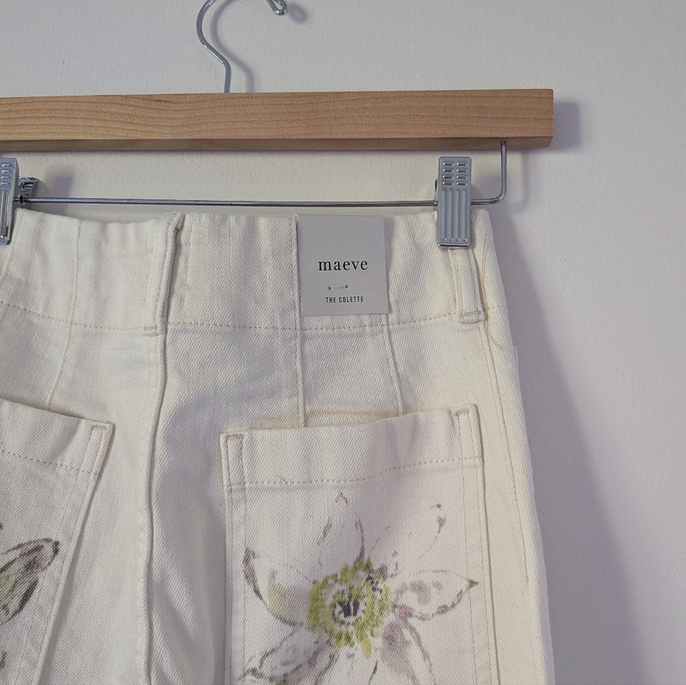 NWT Anthropologie Maeve Swan Gossip Colette Denim Crop Wide-Leg Jeans 27 Long - Picture 13 of 16